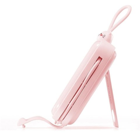Powerbank z podstawką kabel USB-C i Iphone Lightning Cutie Series 10000mAh 22.5W różowy