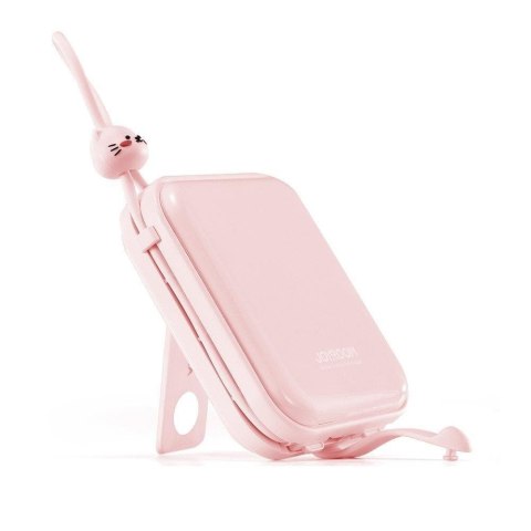 Powerbank z podstawką kabel USB-C i Iphone Lightning Cutie Series 10000mAh 22.5W różowy