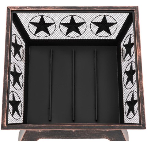 Palenisko ogrodowe metalowe z pogrzebaczem 61 x 61 x 53 cm - brąz