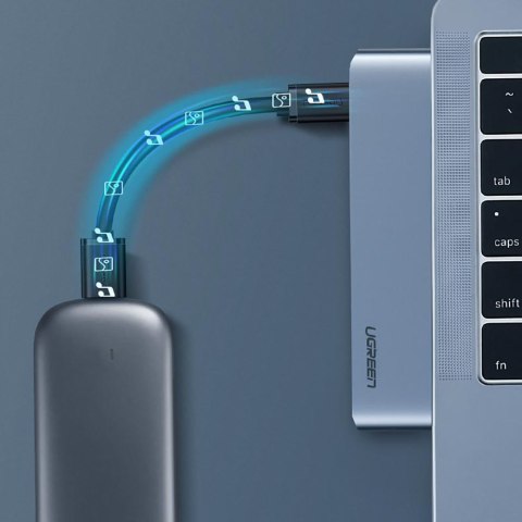 Adapter HUB do MacBook Pro / Air 2x USB-C na 3x USB 3.0 / TF / SD / USB-C - szary