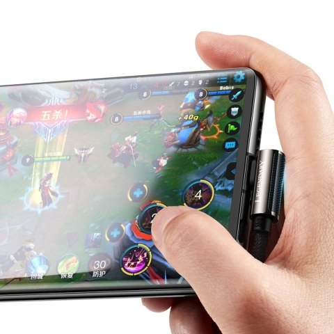 Kabel przewód dla graczy kątowy Legendary USB - USB-C 66W 2m - czarny