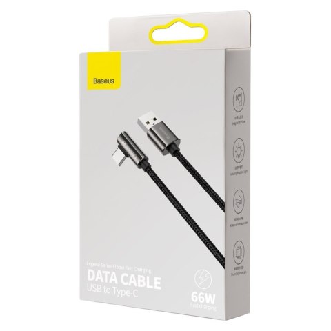 Kabel przewód dla graczy kątowy Legendary USB - USB-C 66W 2m - czarny