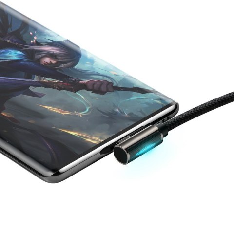 Kabel przewód dla graczy kątowy Legendary USB - USB-C 66W 2m - czarny