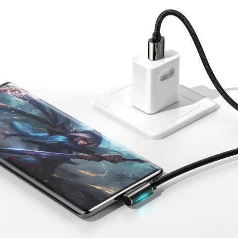 Kabel przewód dla graczy kątowy Legendary USB - USB-C 66W 2m - czarny