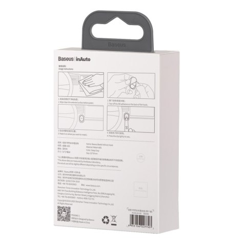 Samoprzylepny uchwyt wieszak do samochodu auta domu na ścianę szary - ZESTAW 2szt