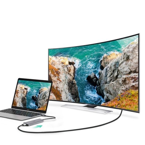 Wielofunkcyjny HUB rozgałęźnik USB-C na 3x USB 3.0 + USB-C + HDMI - szary