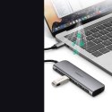 Wielofunkcyjny HUB rozgałęźnik USB-C na 3x USB 3.0 + USB-C + HDMI - szary