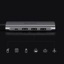 Wielofunkcyjny HUB rozgałęźnik USB-C na 3x USB 3.0 + USB-C + HDMI - szary