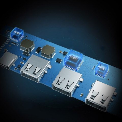 Wielofunkcyjny HUB rozgałęźnik USB-C na 3x USB 3.0 + USB-C + HDMI - szary