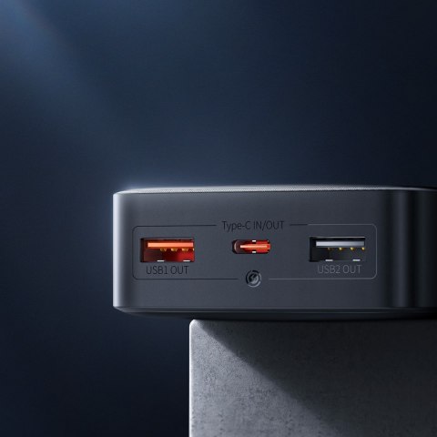 Powerbank 10000mAh USB / USB-C 25W PD QC + kabel USB-C - czarny