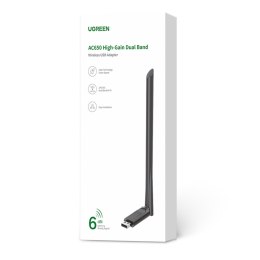 Zewnętrzna karta sieciowa WiFi Dual Band 2.4GHz i 5GHz USB - czarna