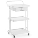 Wózek stolik kosmetyczny fryzjerski 1 szuflada 3 półki 55 x 45 x 96 cm - biały