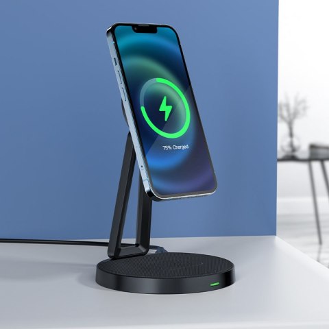 2w1 Ładowarka bezprzewodowa Qi 15W i stojak podstawka do iPhone i Apple AirPods E8 czarny