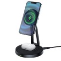 2w1 Ładowarka bezprzewodowa Qi 15W i stojak podstawka do iPhone i Apple AirPods E8 czarny