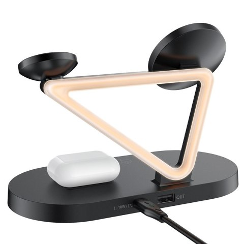 3w1 Ładowarka bezprzewodowa Qi 15W i stojak do iPhone Apple Watch i AirPods czarny