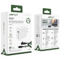 Szybka ładowarka sieciowa GaN 3x USB-C 1x USB-A + kabel kątowy USB-C 100W 2m biały