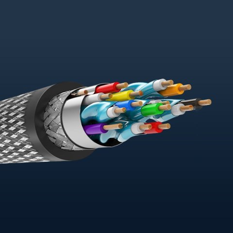 Wytrzymały kabel przewód HDMI w oplocie 4K 60Hz 1.5m złoty