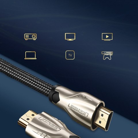 Wytrzymały kabel przewód HDMI w oplocie 4K 60Hz 1.5m złoty
