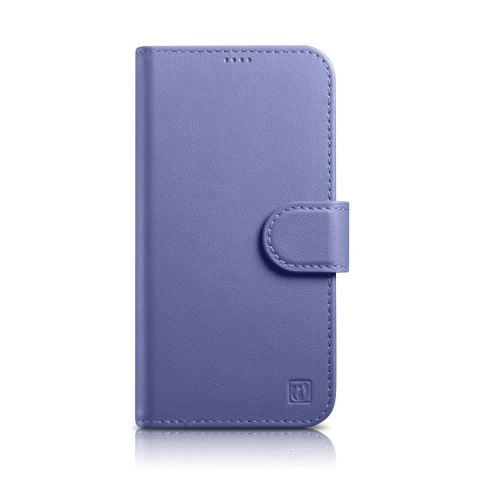 2w1 etui skórzany pokrowiec z klapką iPhone 14 Pro Anti-RFID Wallet Case jasnofioletowy