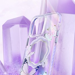 Magnetyczne etui z motylami do iPhone 14 MagSafe Butterfly Series niebieskie