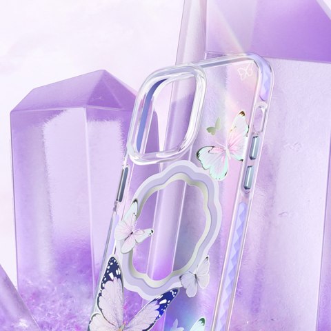 Magnetyczne etui z motylami do iPhone 14 MagSafe Butterfly Series niebieskie