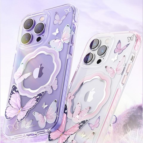 Magnetyczne etui z motylami do iPhone 14 MagSafe Butterfly Series niebieskie