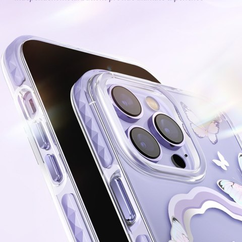 Magnetyczne etui z motylami do iPhone 14 MagSafe Butterfly Series niebieskie
