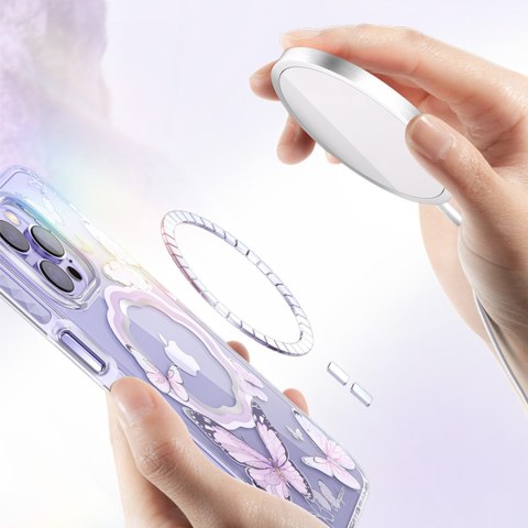 Magnetyczne etui z motylami do iPhone 14 MagSafe Butterfly Series niebieskie