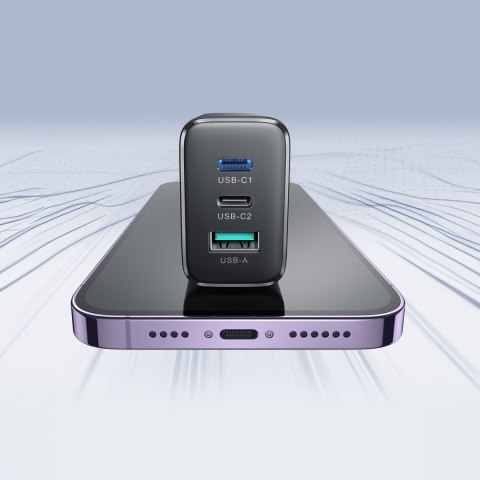 Szybka ładowarka sieciowa 2x USB-C USB-A 32W wtyczka angielska UK 32W czarna