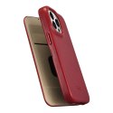 Skórzane etui iPhone 14 Pro Max z klapką magnetyczne MagSafe CE Oil Wax Premium Leather bordowy