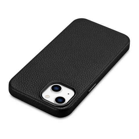 Skórzane etui iPhone 14 magnetyczne z MagSafe Litchi Premium Leather Case czarny