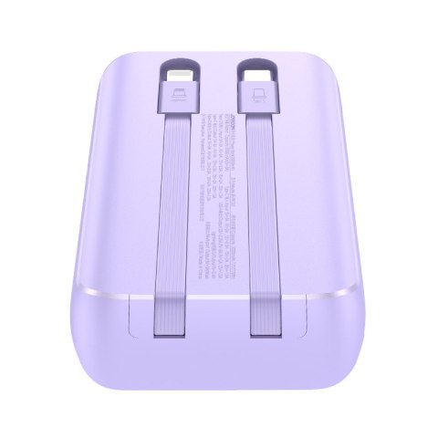 Mini powerbank 20000mAh z wbudowanymi kablami JR-PBC07 30W jasno fioletowy