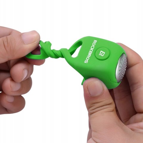 Dzwonek rowerowy elektroniczny w obudowie silikonowej - zielony
