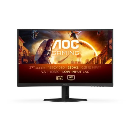 AOC C27G4ZXE | 27 " | VA | FHD | 16:9 | 280 Hz | 0,3 ms | 1920 x 1080 pikseli | 300 cd/m² | Porty HDMI w liczbie 2 | Gwarancja 3