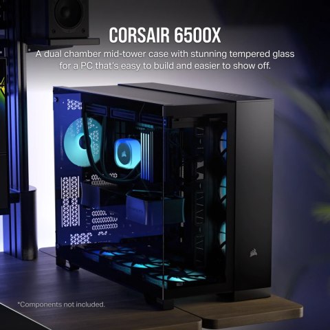 Corsair | Dual Chamber PC Case | 6500X | Black/Obsidian Aluminium | Mid-Tower | Zasilacz w zestawie Nie