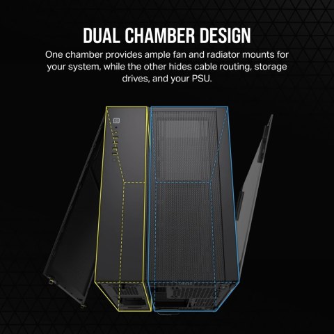Corsair | Dual Chamber PC Case | 6500X | Black/Obsidian Aluminium | Mid-Tower | Zasilacz w zestawie Nie