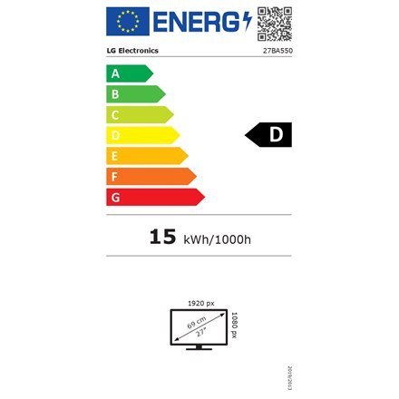 LG 27BA550-B | 27 " | IPS | FHD | 16:9 | 100 Hz | 5 ms | 1920 x 1080 pikseli | 250 cd/m² | Porty HDMI w ilości 1 | Czarny