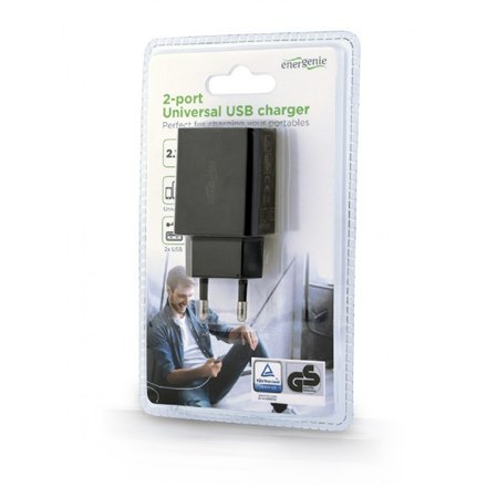 EnerGenie | EG-U2C2A-03-BK | 2-portowa uniwersalna ładowarka USB
