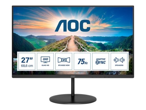 AOC | Monitor LCD | Q27V4EA | 27 " | IPS | QHD | 16:9 | 75 Hz | 4 ms | 2560 x 1440 | 250 cd/m² | Wyjście słuchawkowe | Porty HDM