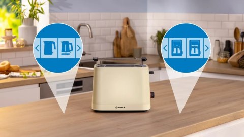 Toster kompaktowy Bosch | TAT3M127 MyMoment | Liczba gniazd 2 | Materiał obudowy Tworzywo sztuczne | Beżowy