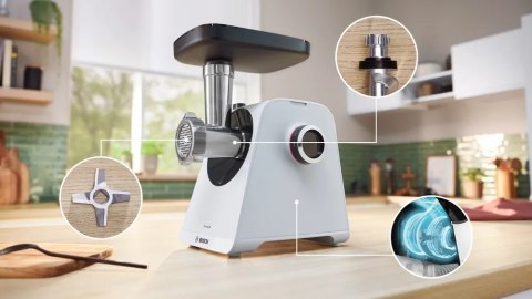 Bosch Maszynka do mielenia mięsa | MFWS420W | Biały | 500 W | Liczba prędkości 2 | Wydajność (kg/min) 2.5