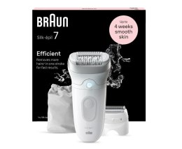 Depilator Braun | SE7-041 Silk épil 7 | Liczba poziomów mocy 2 | Na mokro i na sucho | Biały/Srebrny
