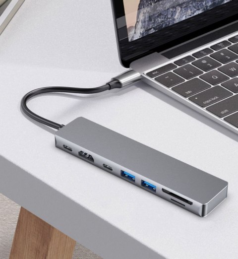 Fixed | 7-portowa karta hub USB-C do laptopów i tabletów | FIXHU-CAD-GR