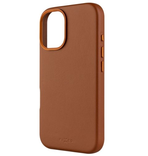 Fixed MagLeather | Back Cover | Apple | iPhone 16 | Leather | Brown
