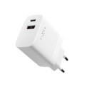 Stała ładowarka podróżna USB-C/USB 20W | FIXC20N-CU-WH