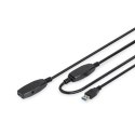 Digitus | Przedłużacz USB | Żeńskie | 9-pinowe USB typu A | Męskie | Czarne | 9-pinowe USB typu A | 10 m
