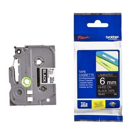 Brother | 315 | Taśma laminowana | Termiczna | Biała na czarnym | Rolka (0,6 cm x 8 m)