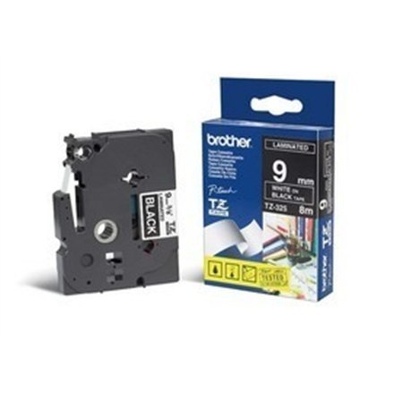 Brother | 325 | Taśma laminowana | Termiczna | Biała na czarnym | Rolka (0,9 cm x 8 m)