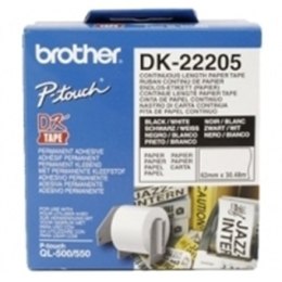 Brother | DK-22205 | Papier termiczny | Termiczny | Czarny na białym | Rolka (6,2 cm x 30,5 m)