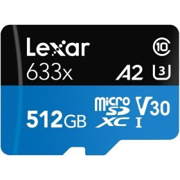Lexar | High-Performance 633x | UHS-I | 512 GB | MicroSDXC | Pamięć flash klasy 10